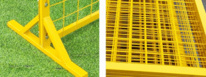 Yellow safety mesh fencing for industrial use