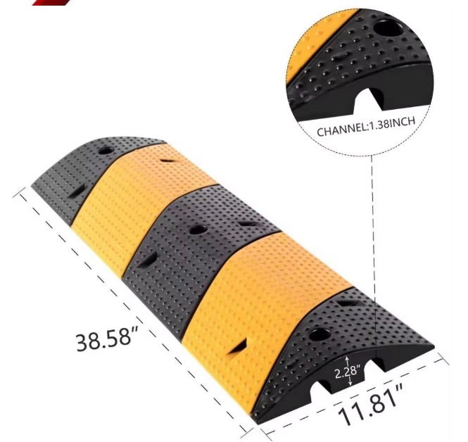 Portable rubber speed bump 2 channel cable hump