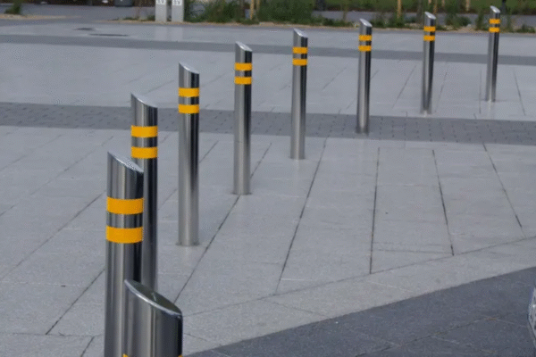 Slanted top stainless steel bollard 750mm height