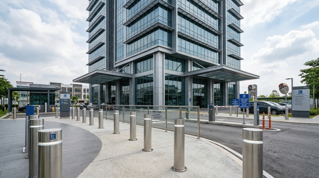 government safety projects Malaysia Commercial building safety infrastructure including bollards and vehicle access protection
