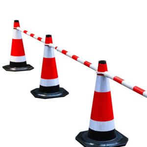 Extension Pole Red White Stripes Traffic Cone Demarcation
