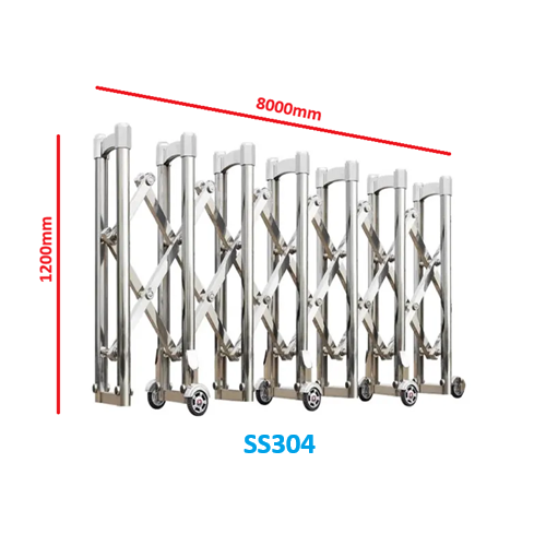 Stainless Steel SS304 Expandable Barrier Gate 8m | Industrial Isolation Guardrail | BBA BU-00034-8m Malaysia