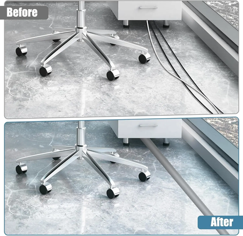 Rubber cable cover used in warehouse aisle for floor cables