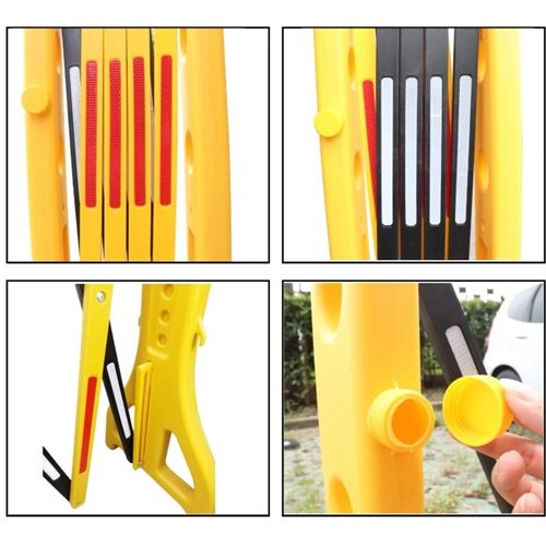 Plastic expandable barrier folded compact for storage