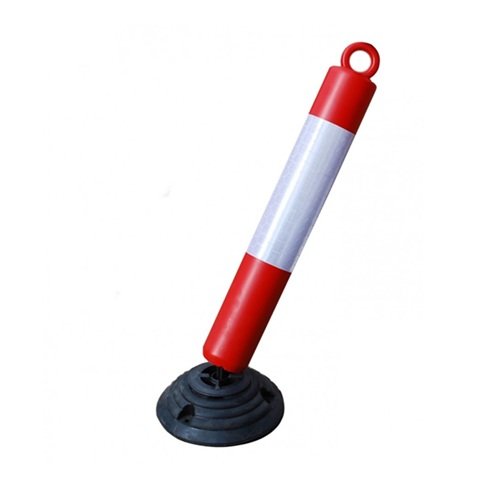 Flexible knockdown bollard red white reflective black base BBIM