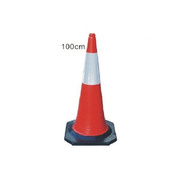Giant safety traffic cone 100cm orange black base