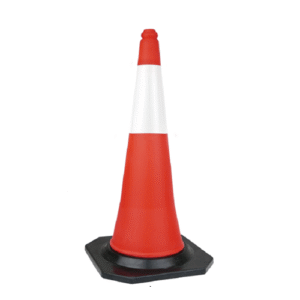 Traffic cone black rubber base molded one piece