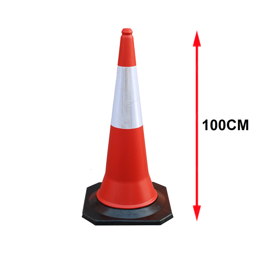 Traffic cone white reflective collar close-up
