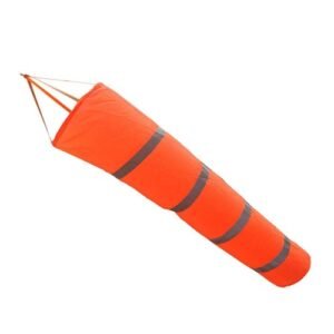 Windsock filled by wind showing direction at site