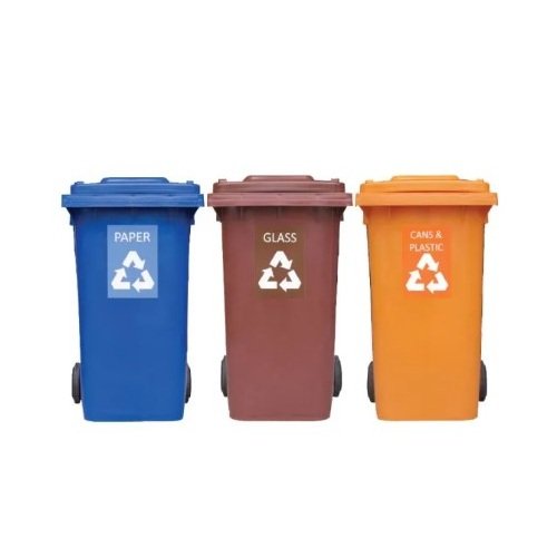 240L recycle garbage bin 3 in 1 set orange brown blue